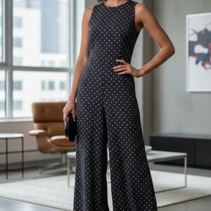 Ralph Lauren Gray and White Polka Dot Jumpsuit